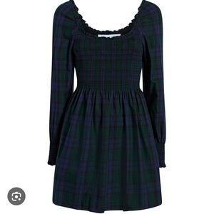 Hill House Green and Blue Tartan Long Sleeve Dress
